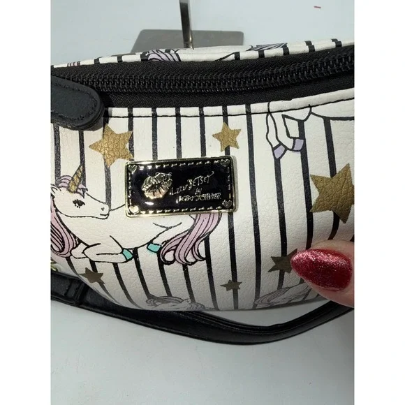 Luv Betsey by Betsey Johnson Unicorn Striped Crossbody Bag with Unicorn Charm - Picture 7 of 9